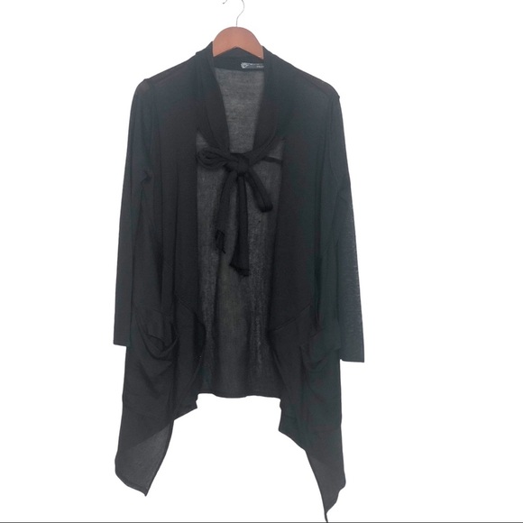 Whimsigoth Black Sheer Cascade Front Long Sleeve Cardigan - Picture 3 of 10